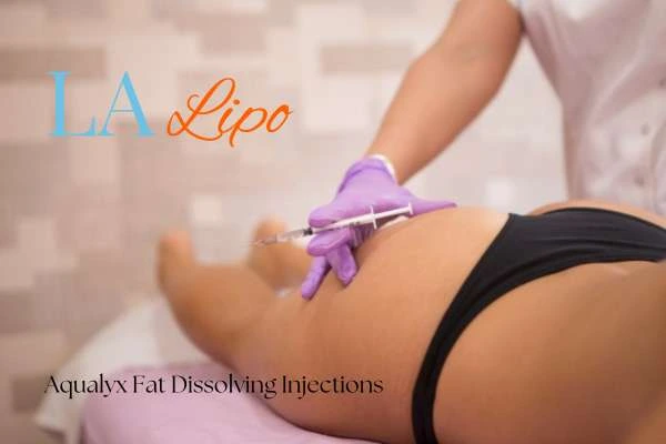 Woman having fat dissolving injections Herefordshire on thighs
