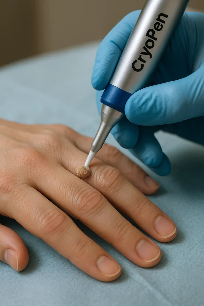 example of cryopen wart removal Herefordshire treatment on a persons finger