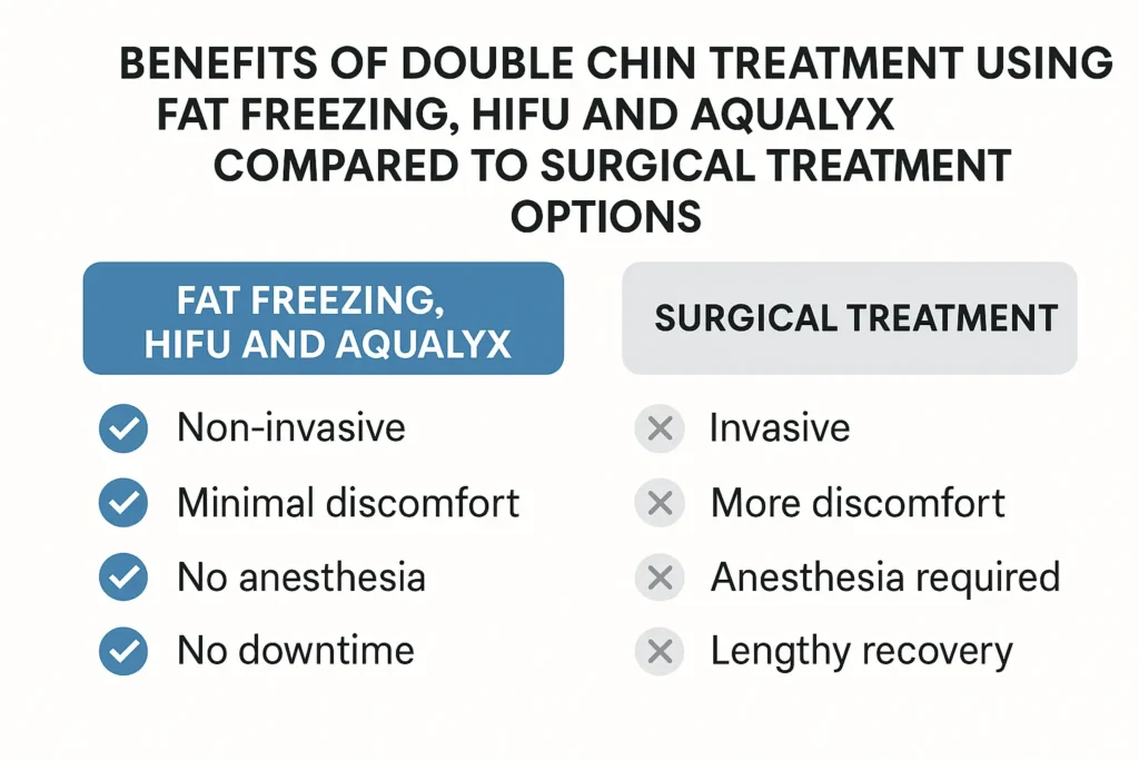 Graphic about the benefits of double chin treatment Herefordshire - from LA LIPO