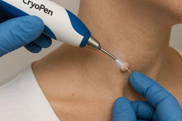 Person receiving Cryotherapy skin tag removal Herefordshire